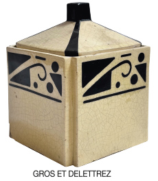 Boîte couverte en céramique craquelée émaillée avec des motifs géométriques