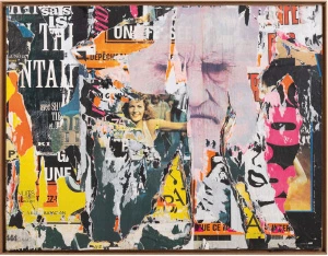 Rue Leonardo, composée d’affiches lacérées marouflées sur toile, de Jacques Villeglé