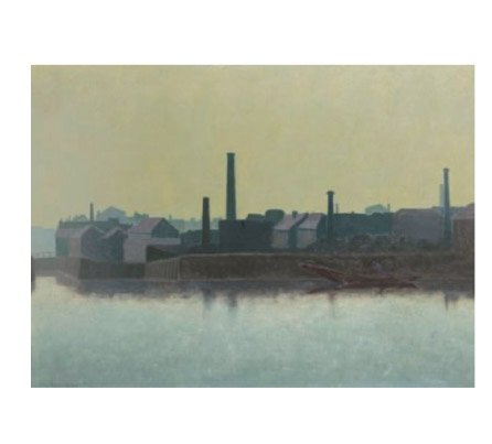 Londres, la Tamise à Battersea. Crépuscule, 1901, huile sur carton signée Charles Lacoste