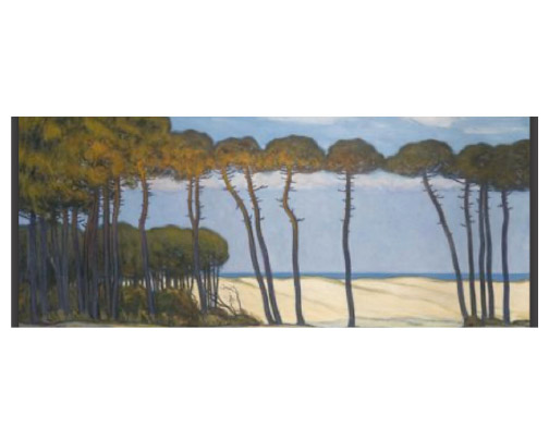 Les Dunes d’Hossegor à travers les pins, huile sur toile signée Jean-Roger Sourgen